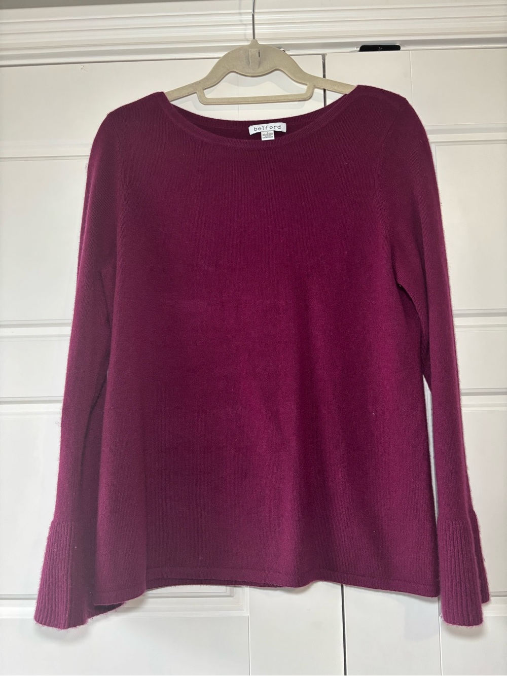 Belford Women's 100% Cashmere Crewneck Sweater in Berry-Large